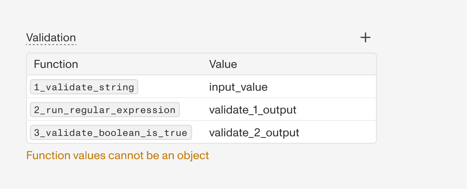Final design snippet showing output mapping table