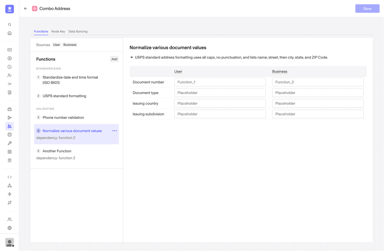 First iteration showing function mapping in a split-panel view