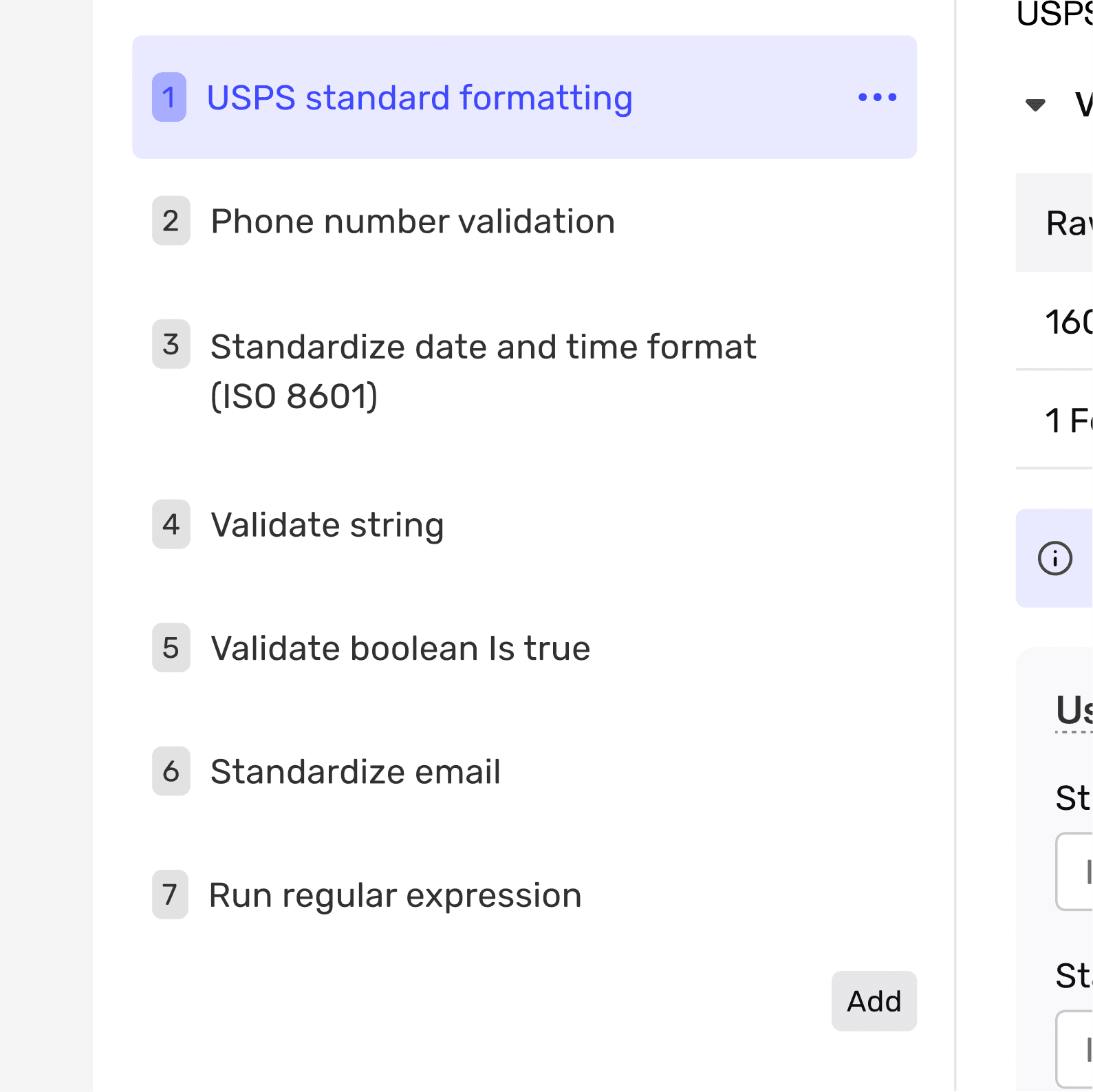 Function selection before data field selection in node configuration